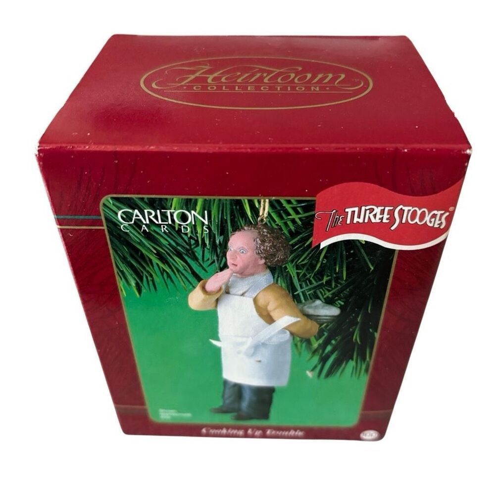 Carlton Cards The Three Stooges Larry Fine Cooking Up Trouble Christmas Ornament